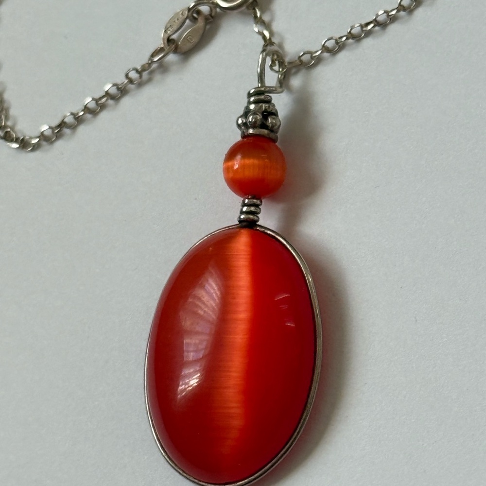 925 Silver necklace red stones - Picture 4 of 7